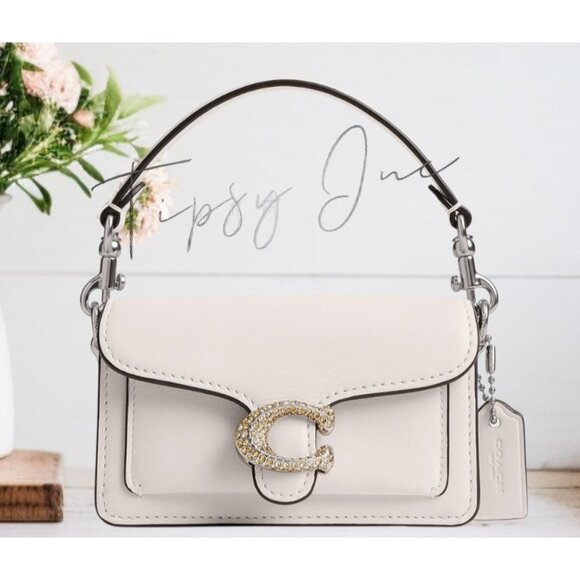 NEW WITH TAGS!  Coach White Tabby with Pave Embellished Front C Logo - Picture 2 of 8